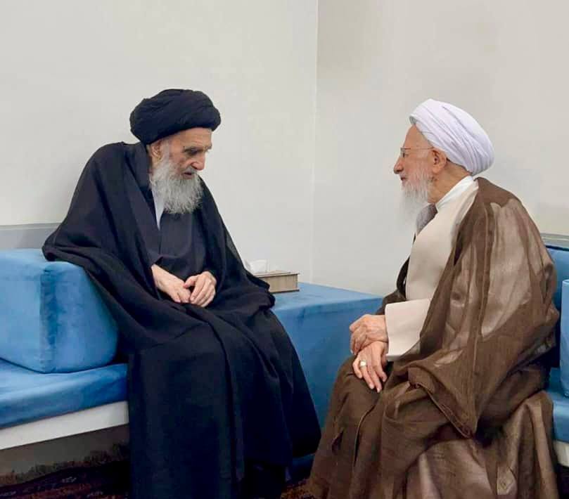ظهور جديد لـ السيستاني .. المرجع الأعلى يستقبل آية الله الآملي - صورة